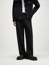 Men's Black Straight Drawstring Suit Pants